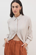 חולצת שלכת פסים חום