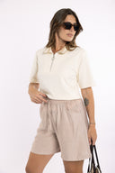 חולצת WOW קצרה לבן פסים