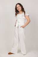 אוברול אורי תחרה לבן