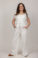 אוברול אורי תחרה לבן