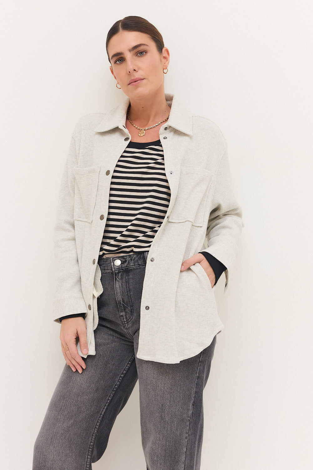 ג'קט נטע אפור מלאנג'