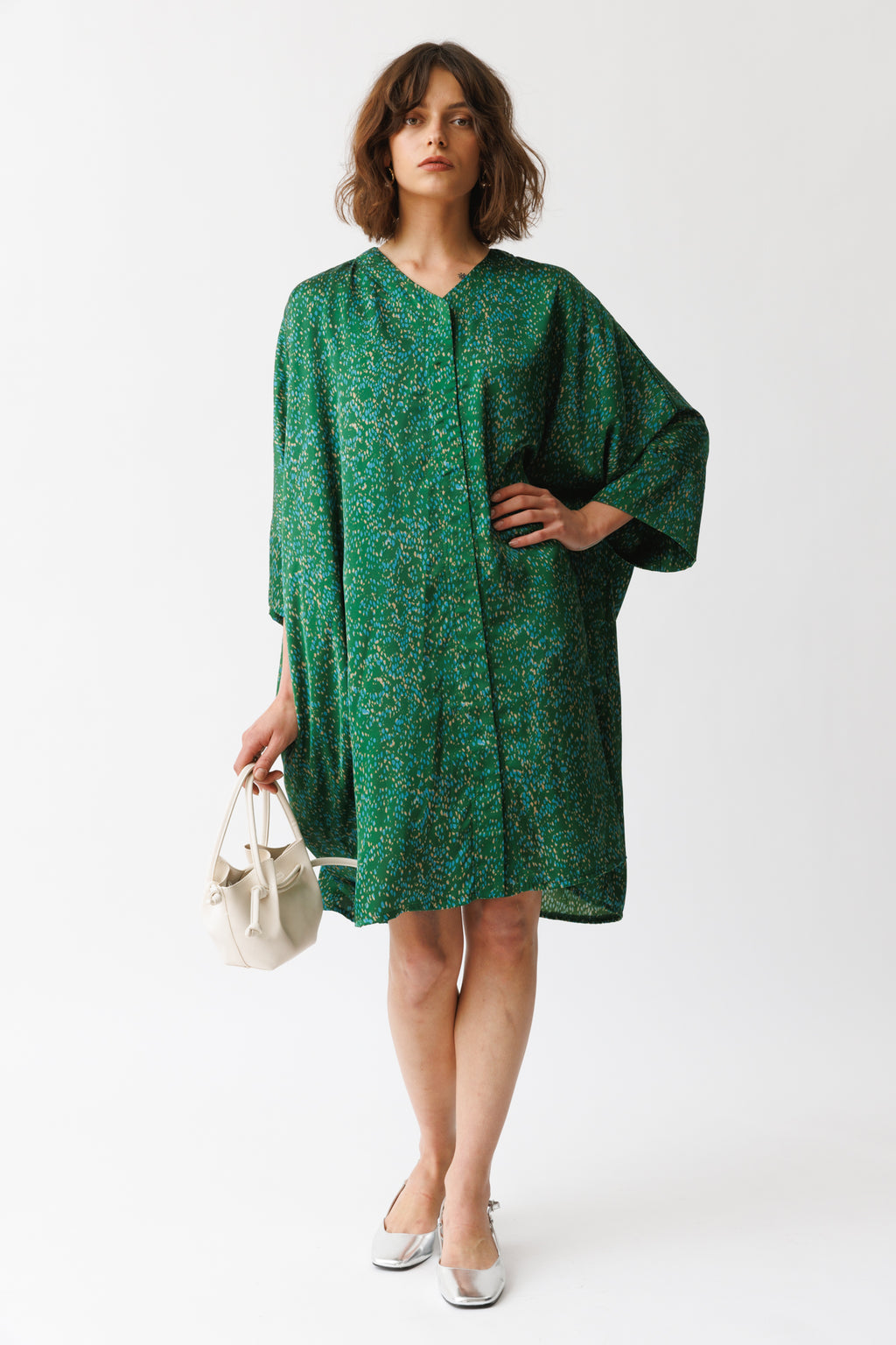 שמלת היקארו הדפס ירוק