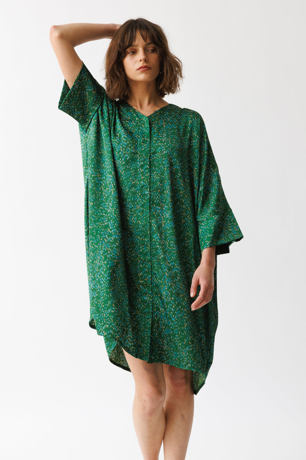 שמלת היקארו הדפס ירוק