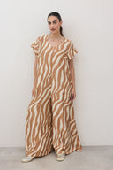 אוברול תומר גיאומטרי חום