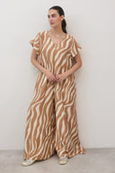 אוברול תומר גיאומטרי חום