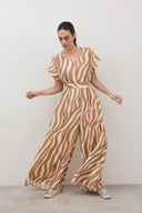 אוברול תומר גיאומטרי חום