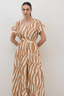 אוברול תומר גיאומטרי חום