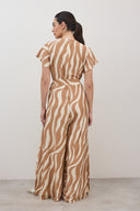 אוברול תומר גיאומטרי חום